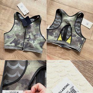 Billabong Camo Swim Top, Size 6 NWT